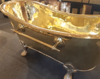 Antique Brass Bathtub, Clawfoot Brass Bathtub, Bathroom Tub In Solid Brass, 100% Natural Brass Handmade Bathtub, Brass Slipper Bath