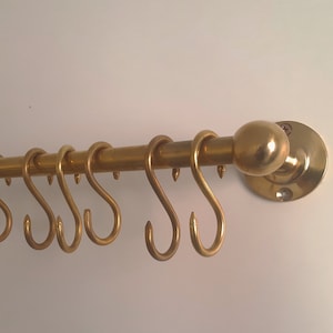 Handmade Unlacquered Brass Kitchen Rack with 50 S Hooks