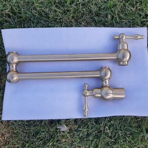 Stove pot filler, Unlacquered solid brass pot filler, Brass Wall Mounted Pot Filler Faucet,  kitchen pot filler , Brass sink faucet