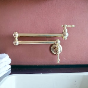 Unlacquered solid brass Pot filler ,  kitchen Pot filler ,  wall mount pot filler , stove pot filler , Pot filler , Pot Filler faucet