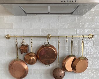 Unlacquered Brass Pot Rack Wall Mount For Kitchen with 