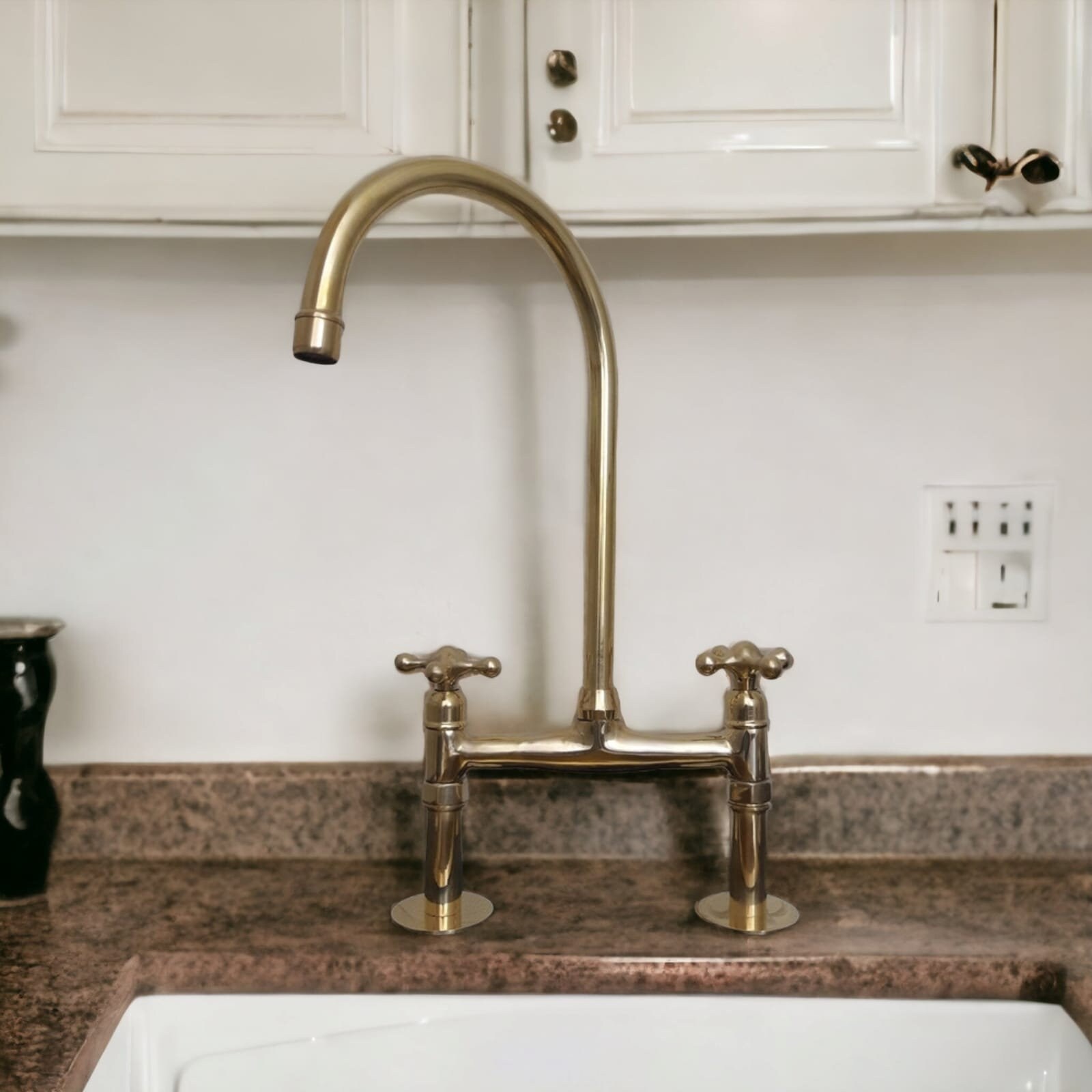Unlacquered Solid Brass Kitchen Faucet , Brass Sink Faucet, Kitchen