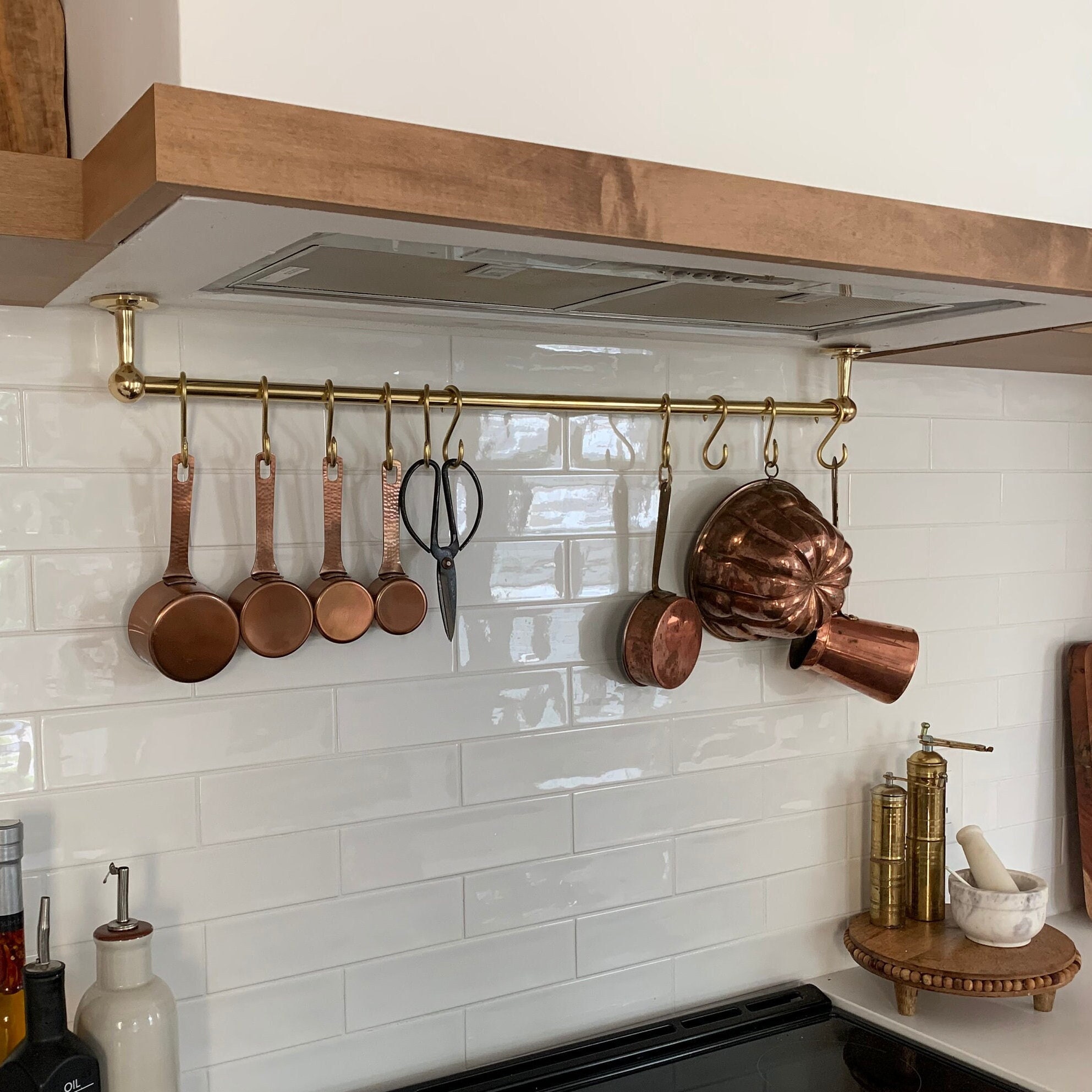 Pot Bar Rack Wall Mounted Pans Hanging Rail Kitchen Hanger with Hooks – Old  West Iron