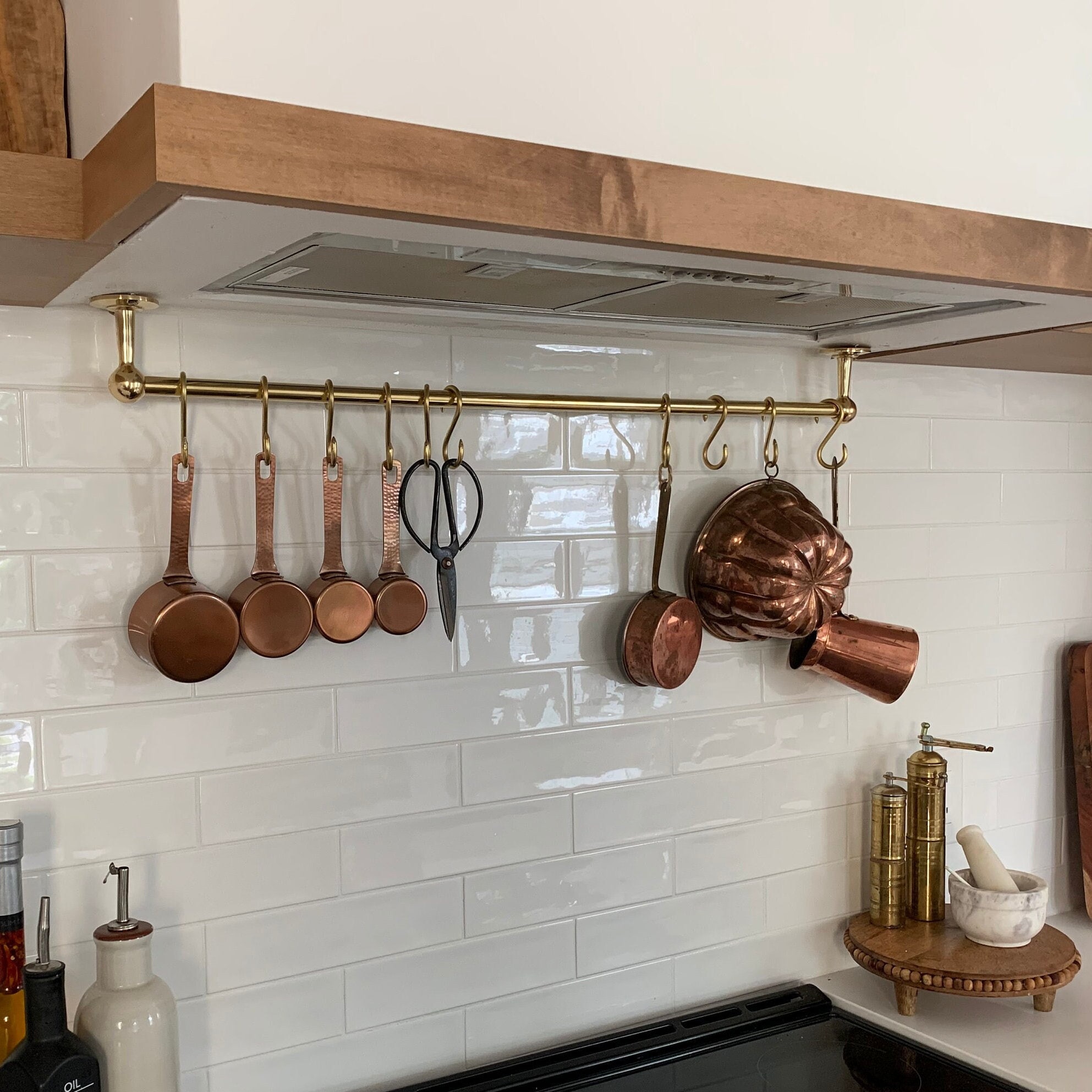 Unlacquered Brass Pot Rail With Unlacquered Brass Pot Rail With