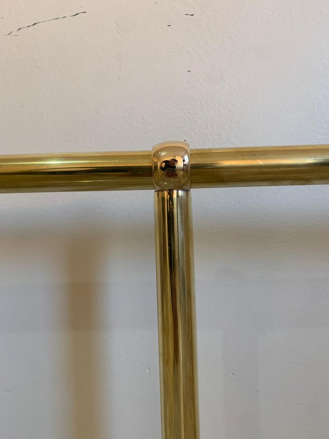 Handcrafted Unlacquered Brass Garment Rack, Ceiling Mounted