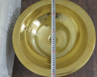 Round Unlacquered Brass Bathroom Sink Handmade Solid Bar Sink Drop In Gold Bowl Sink Vintage Morocco Sink Handmade Brass Sink Vanity