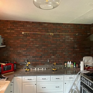 Brass Pot Rack Rustic Wall Mounted Unlacquered Brass Pot Rack Wall Mount For Kitchen with &quot;S&quot; Hooks -Pan Rack Hook- Brass Hanging Rack
