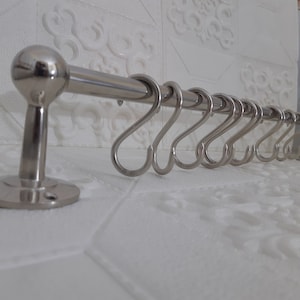 Unlacquered Brass Pot Rack Wall Mount For Kitchen with &quot;S&quot; Hooks - Brass Pot Rack Rustic Wall Mounted -Pan Rack Hook- Brass Hanging Rack