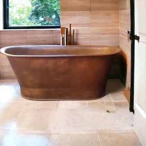 Handcrafted Natural Copper Bathtub: Vintage Freestanding Slipper Tub