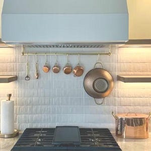 Pan Rails Unlacquered Brass Pot Rail – Solid Brass Kitchen Rack With S Hooks ...
