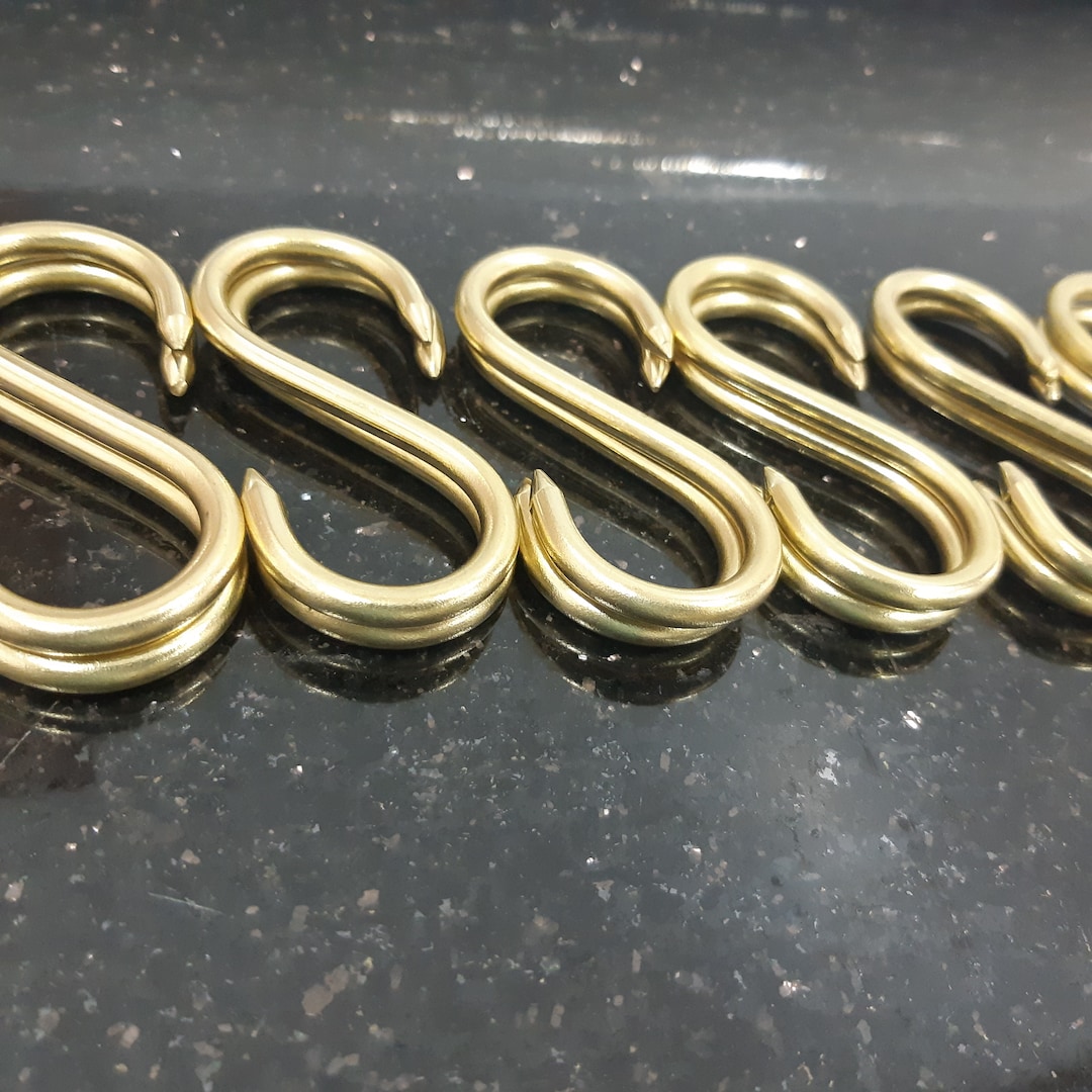 Solid S Hook Set of Unlacquered Brass S Hooks for Hanging Etsy