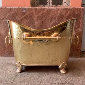 Custom Brass Freestanding Bathtub – Handmade Clawfoot Soaking Tub, Unlacquered Solid Brass, Bathroom Decor, japanese tub, cold plunge tub