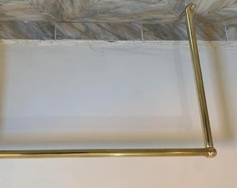Appendiabiti in ottone non laccato fatto a mano, appendiabiti minimalista montato a soffitto, organizer vintage per armadio aperto