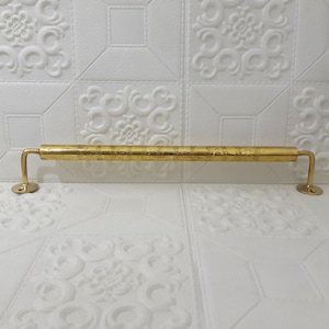 Towel Rail from Solid Brass with Engraved Detailing Unlacquered Wall Mounted Towel Holder Hanger Rack Bathroom Accessory Moroccan
