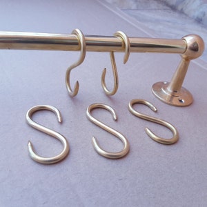 Unlacquered solid brass hanging pot and pan, kitchen hanging Rail , kitchen Pot Rack , kitchen rack organizer , hanging hooks for kitchen