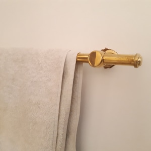 Handmade Unlacquered Brass Towel Rail: Moroccan Bathroom Decor