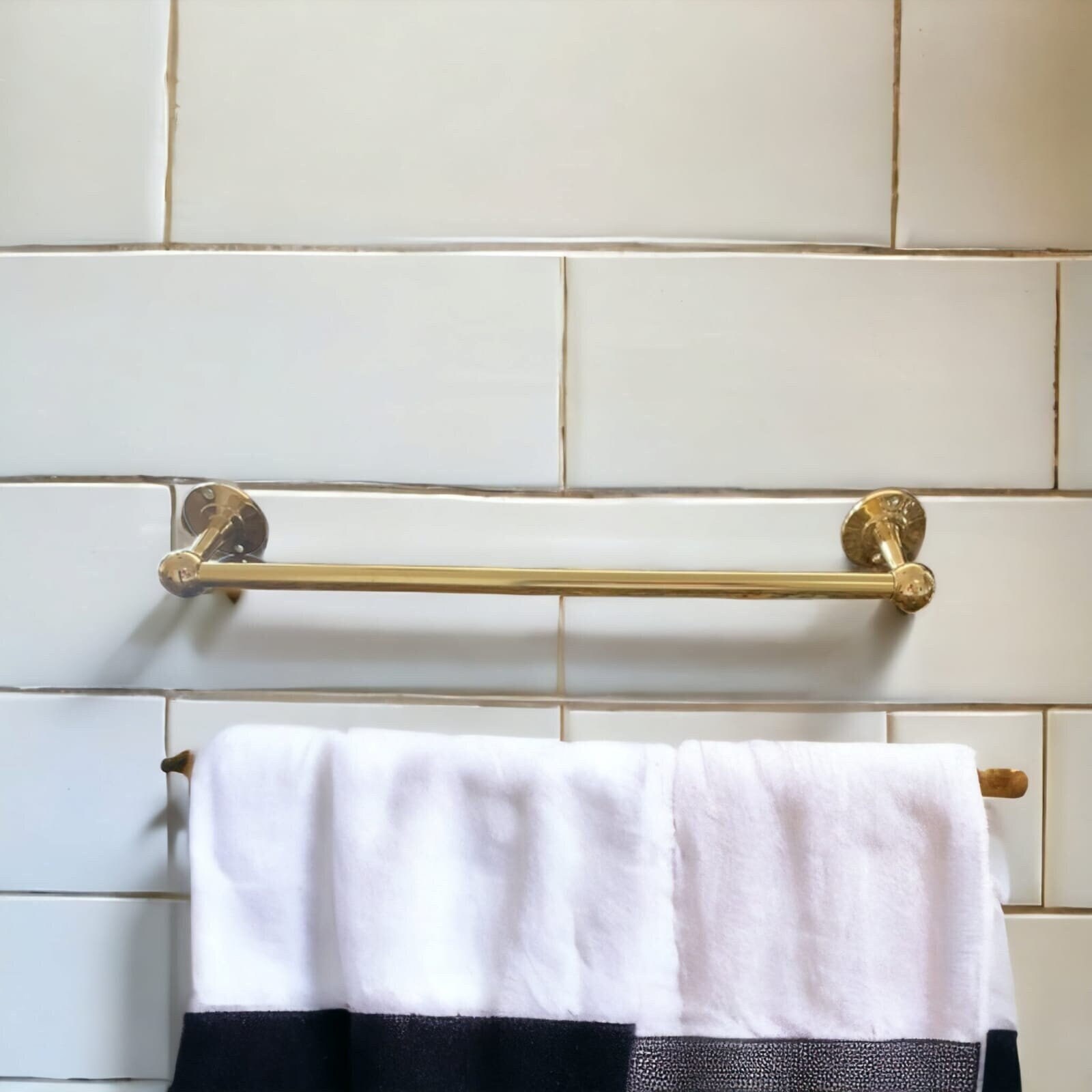 Towel Bar , Unlacquered Brass Towel Rail , Brass Towel Holder , Brass Towel , Bathroom Brass ...