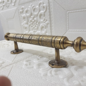 Unlacquered Brass Towel Bar - Brass Wall Mounted Towel Holder For Bathroom - Engraved Towel Hanger Wall Mounted - Towel Rack