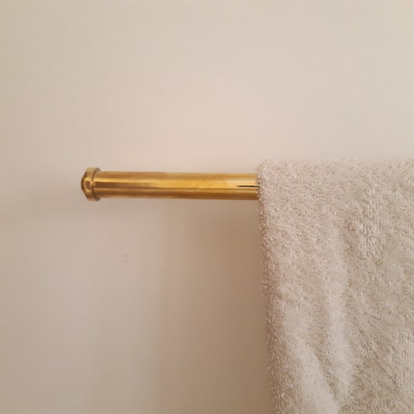 Solid Brass Towel Rails For Bathroom - Unlacquered Brass Towel Rail - Handmade Towel Bar - Unlacquered Brass Towel Rod Holder For Bathroom