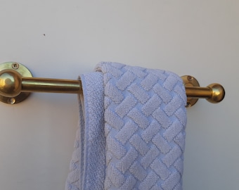 Handmade Unlacquered Brass Towel Bar: Bathroom Towel Holder