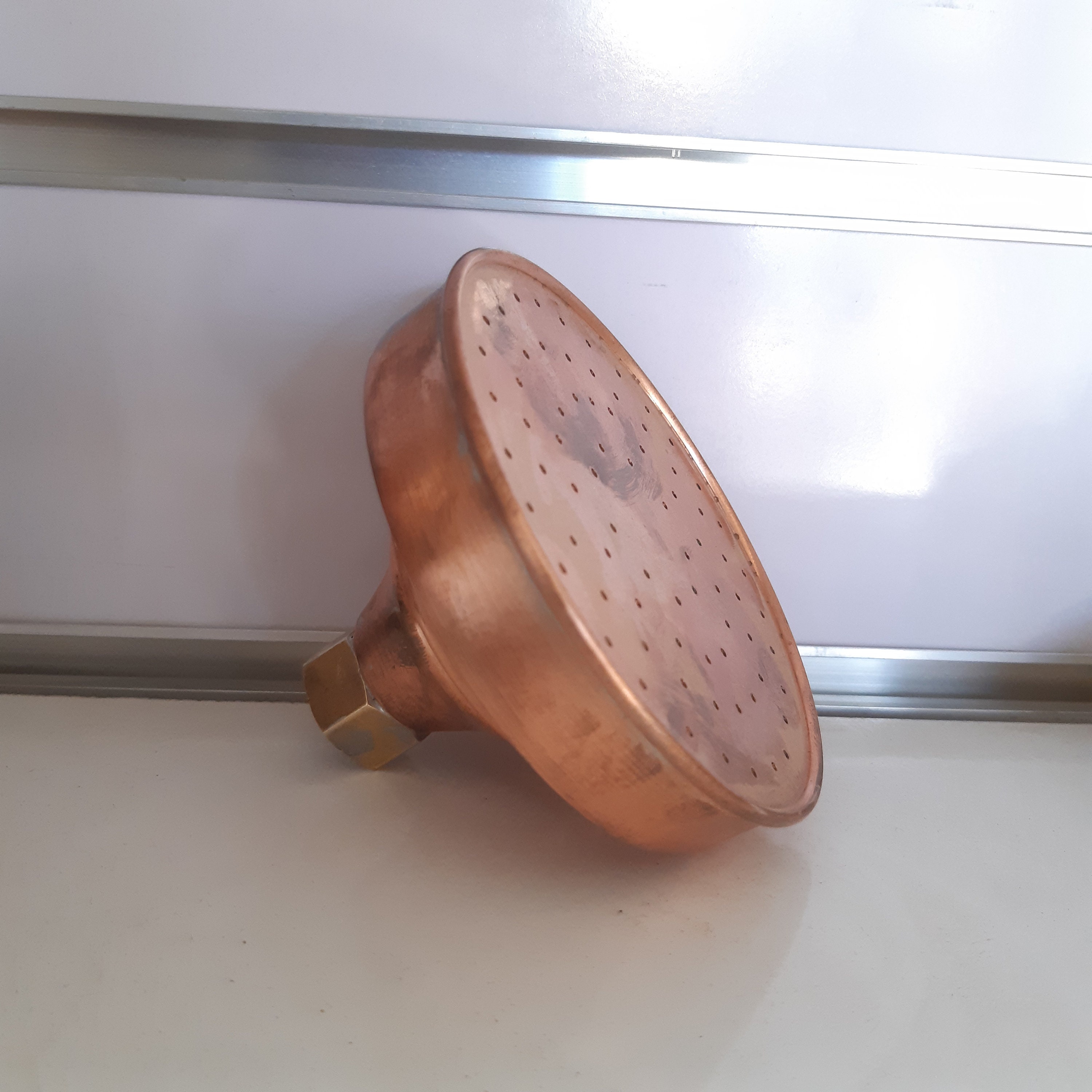 Unlacquered Solid Copper Rain Shower Head Handcrafted Etsy
