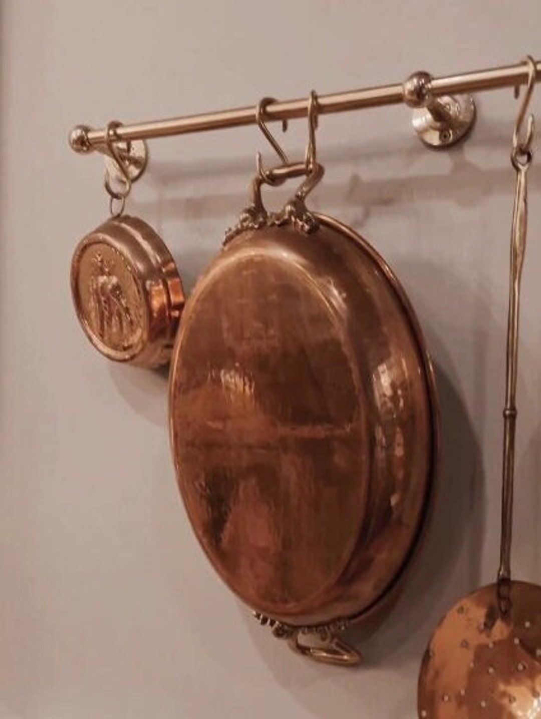 Unlacquered Brass Pot Rack Wall Mount for Kitchen With s Hooks Brass