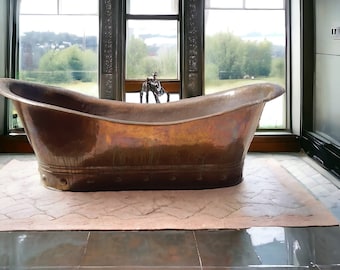 100% Natural Handmade Copper Bathtub, Antique copper bathtub with rings , Solid Copper Bathtub, Vintage Freestanding Tub, Customized Tub