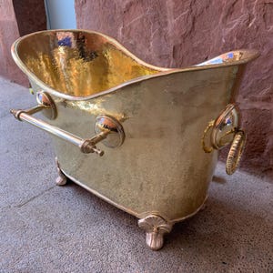 Custom Brass Freestanding Bathtub – Handmade Clawfoot Soaking Tub, Unlacquered Solid Brass, Bathroom Decor, japanese tub, cold plunge tub