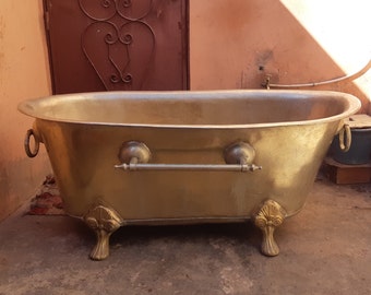 Antique Brass Bathtub, Clawfoot Brass Bathtub, Bathroom Tub In Solid Brass, 100% Natural Brass Handmade Bathtub, Brass Slipper Bath