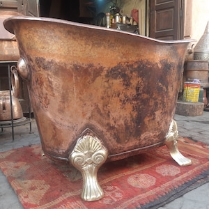 Handmade Antique Copper Bathtub: Brass Clawfoot Freestanding Slipper Tub