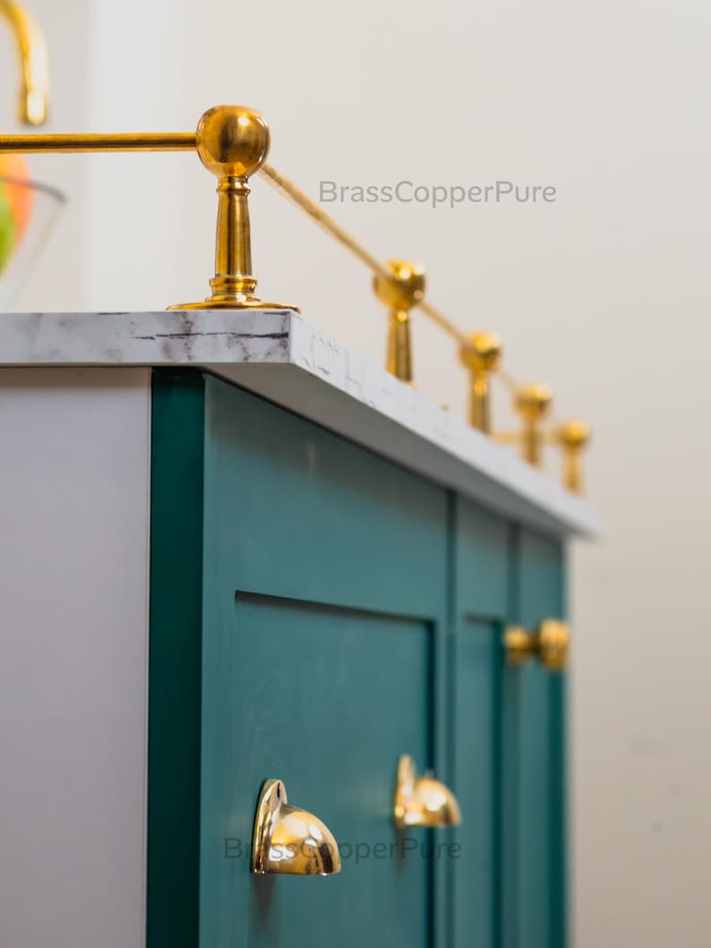 Unlacquered Solid Brass Gallery Rails for Wooden Shelves - Tipping Rail ...