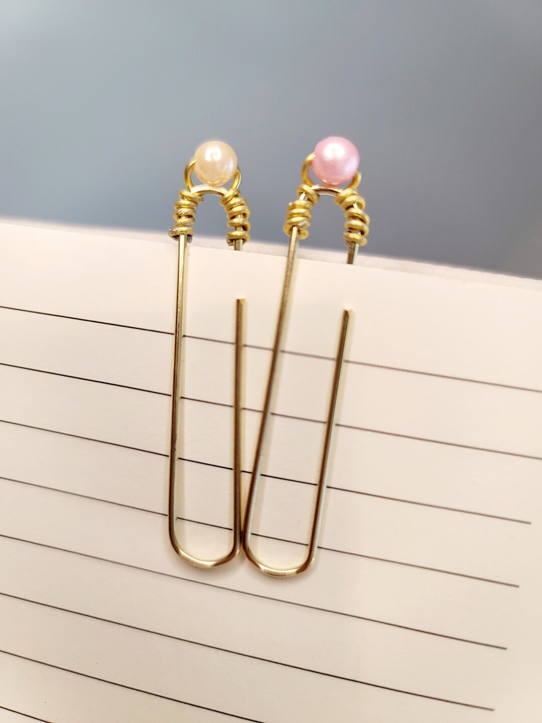 8pk Paper Clip Gold Pearl Clips Orangize Paperclips Gold Pearl Paper