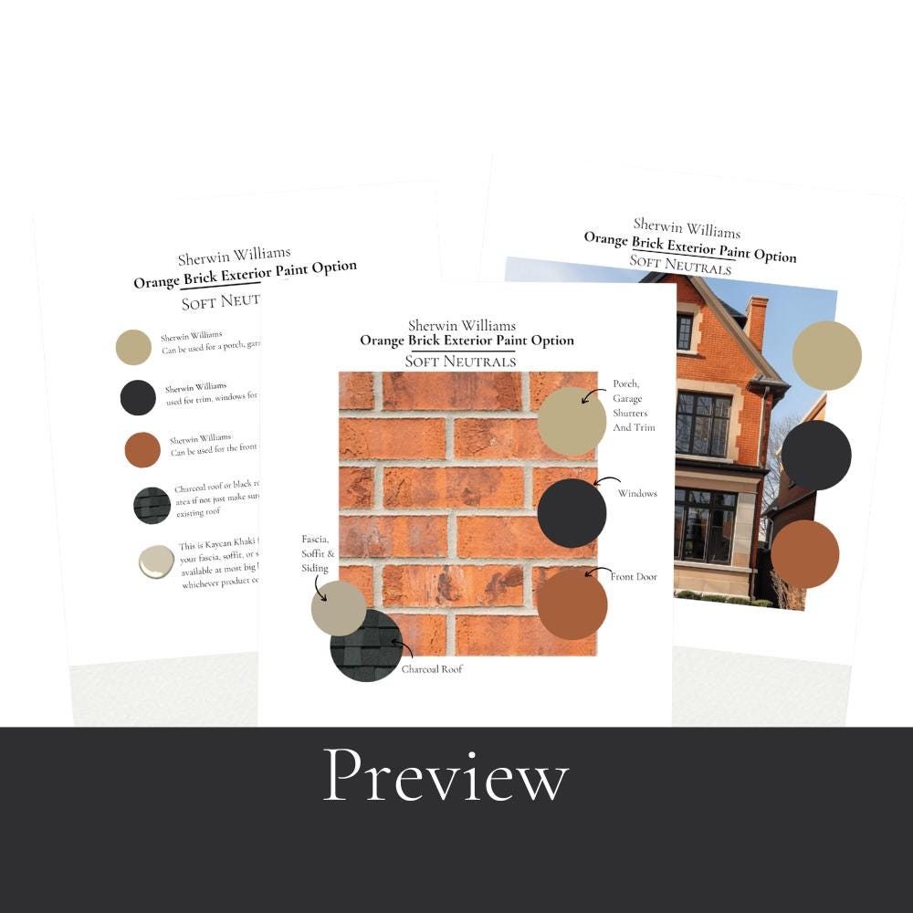 Orange Brick House Exterior Paint Palette: Sherwin Williams Colors (PDF  Download - Etsy, image size:1000x1000