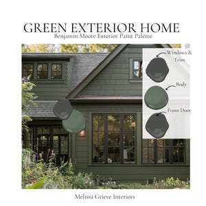 Green House Exterior Paint Palette: Benjamin Moore Coordinating Colors (Digital Download)