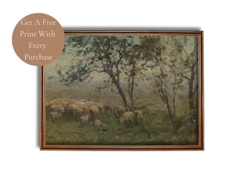 Neutral Nursery Wall Art Farm Animals Vintage Flock Of Sheep Instant Digital Download