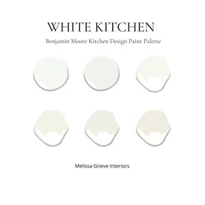 Best White Kitchen Cabinet Paint Colors 6 Benjamin Moore Designer White Paint Colors With Coordinating Island Colors Kitchen Color Schemes