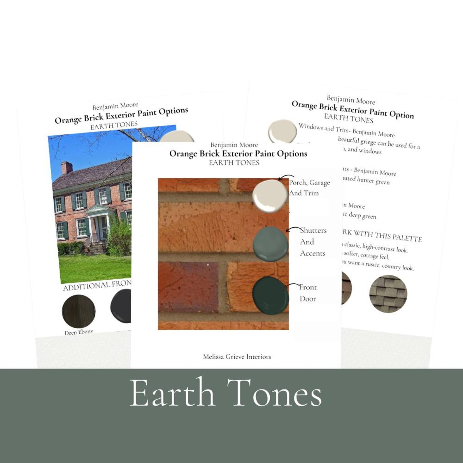 Orange Brick Exterior Benjamin Moore Paint Palette - 5 Cordinating ...