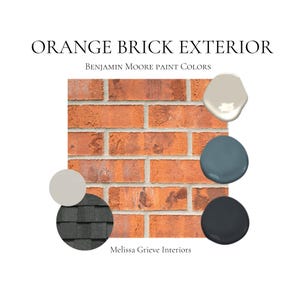 Orange Brick Exterior Paint Colors, Best Benjamin Moore Exterior Coordinating Paint Palette, Exterior Colors For Trim, Siding and Front Door