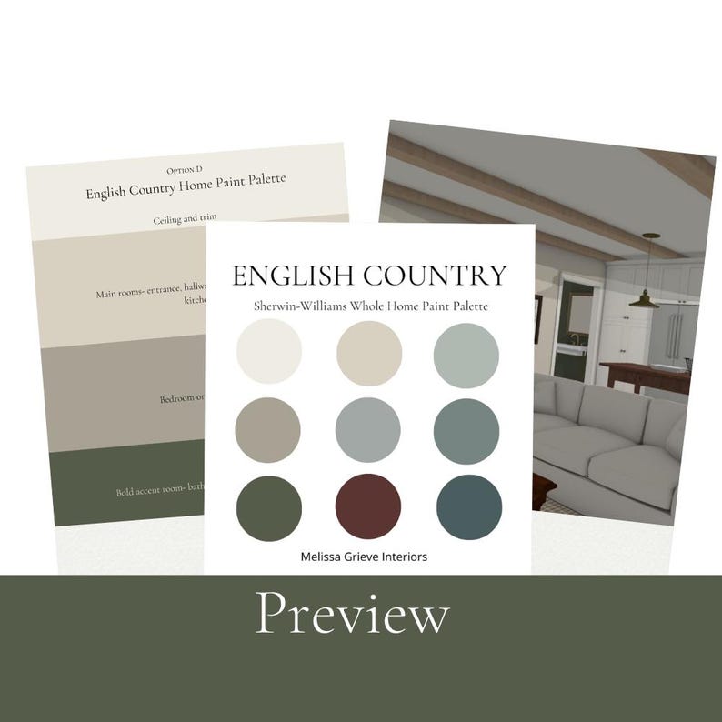 English Cottage Sherwin Williams Paint Palette Whole Home Paint Guide ...