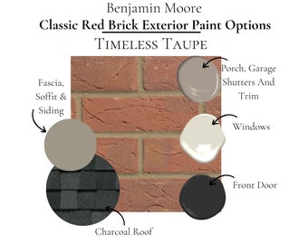 Red Brick Exterior Paint Color Benjamin Moore Paint Palette Classic Exterior Design Red Brick Coordinating Color Instant Digital Download