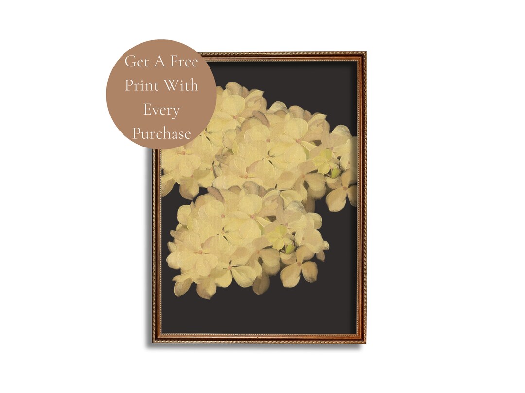 Vintage Moody Hydrangea Art Printable, Dark Antique Botanical Print ...