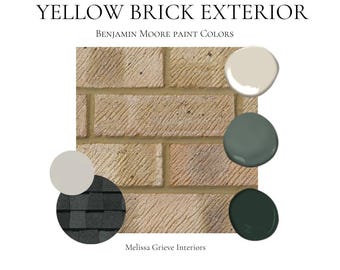 Beige Brick House Exterior Paint Palette: 5 Benjamin Moore Color Schemes (PDF Download)