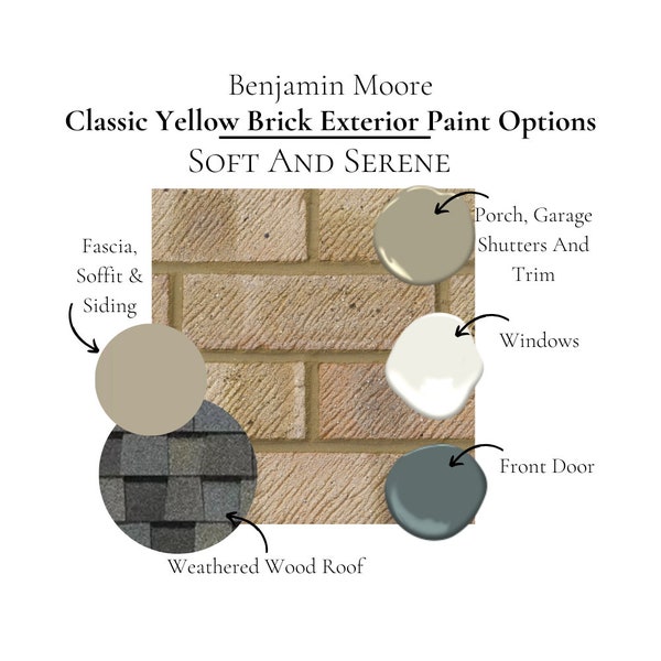 Yellow Brick Exterior Benjamin Moore Paint Palette Classic Exterior Design Yellow Brick Coordinating Color Instant Digital Download