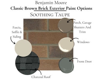 Bruin exterieur Benjamin Moore verfpalet Klassiek exterieurontwerp Bruine baksteen coördinerende kleur Instant Digitale Download