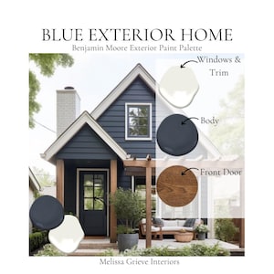 Blue House Exterior Paint Palette: Benjamin Moore Colors (Digital Download)