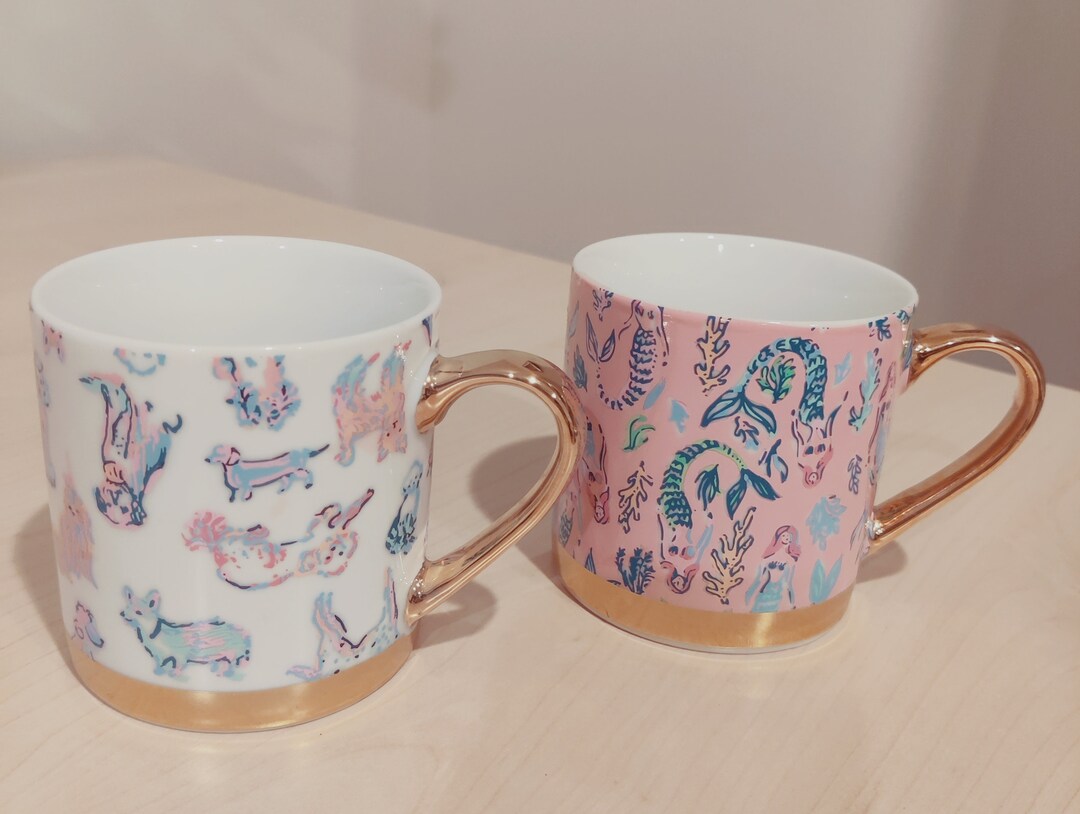 2 Lilly Pulitzer Coffee Mugs 2020 Gift Set Furbulous & Etsy