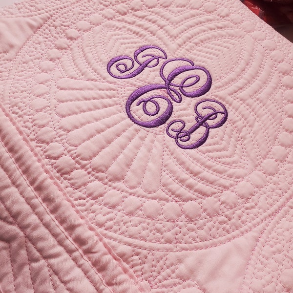 Monogrammed Baby Blanket,Baby Girl Quilt, Monogrammed Quilt, Personalized Baby Blanket, Crib Blanket, Baby Shower Gift