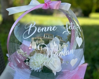 Ballon personnalisé avec vinyl et roses/Idée cadeau/Cadeau de mariage/Cadeau d'anniversaire/Cadeau pour la fête des mères/Cadeau pour maman