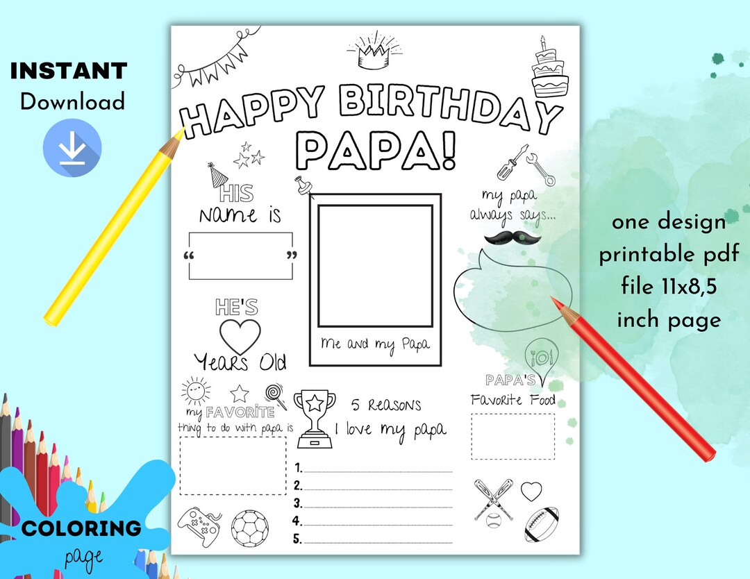 Happy Birthday Papapapa Birthday Printableinstant - Etsy