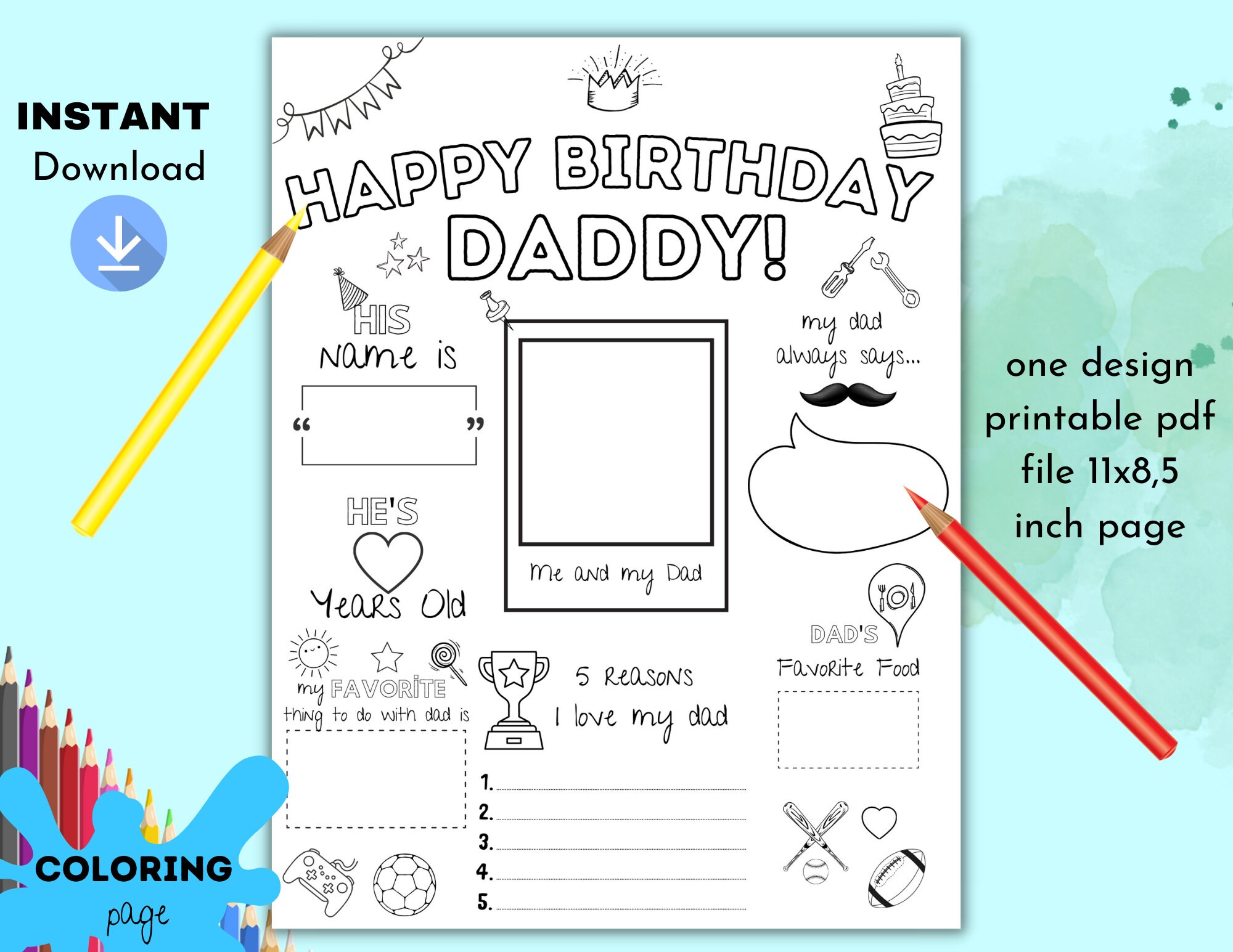 Happy Birthday Dad Coloring Page Printable All About Dad | lupon.gov.ph